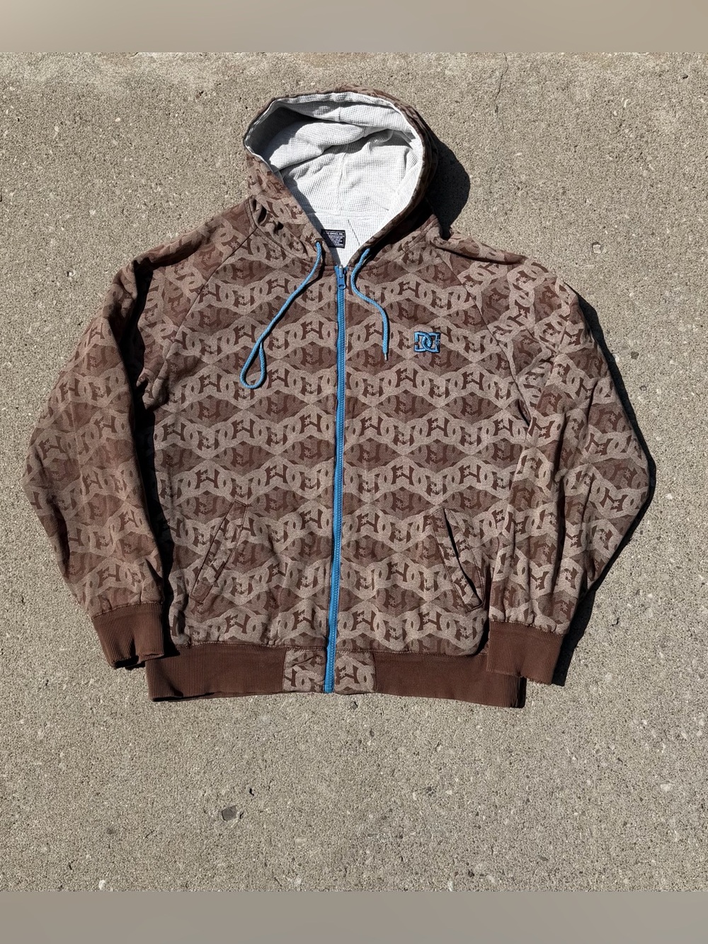 Vintage Y2K dc shoes aop hoodie reversible waffle thermal Jesse pinkman